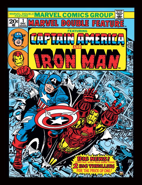 Captain America + Iron Man Comic Cover gerahmtes Bild Marvel